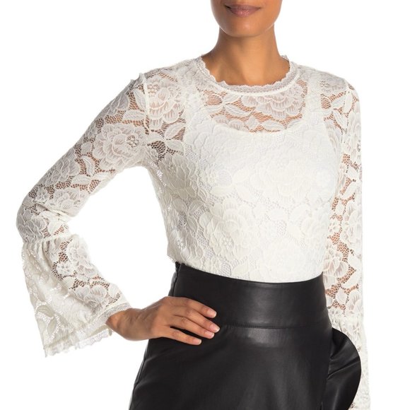 Rachel Roy Vivian Lace Bell Sleeve Blouse Top Eggshell 0X NWT - Picture 16 of 16